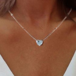 Classic Solitaire Heart Cut White Sapphire Pendant Necklace For Women