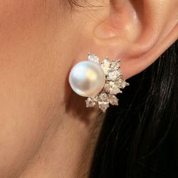 Fashion Marquise Cut Pearl Sapphire Stud Earrings