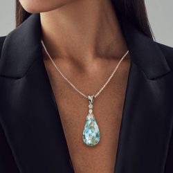 Elegant Briolette Cut Aquamarine Sapphire Pendant Necklace