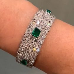 Art Deco Asscher Cut Emerald Sapphire Bracelet For Women Next Jewelry