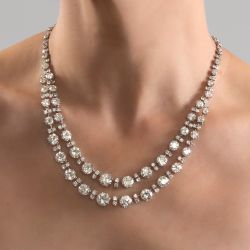 Classic Double Row Round Cut White Sapphire Necklace