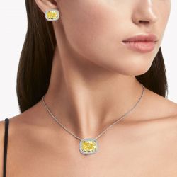 Fancy Halo Radiant Cut Yellow Sapphire Necklace & Earrings Sets