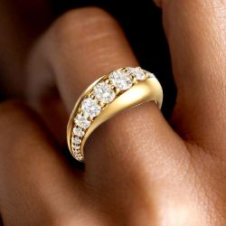 Golden Channel Design Round Cut White Sapphire Wedding Band