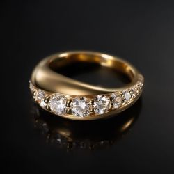 Golden Channel Design Round Cut White Sapphire Wedding Band