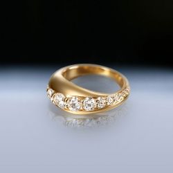 Golden Channel Design Round Cut White Sapphire Wedding Band