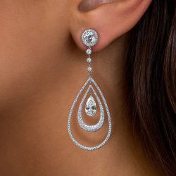 Elegant Pear Cut White Sapphire Drop Earrings For Women