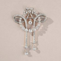 Vintage Round Cut White Sapphire Milgrain Brooch For Women