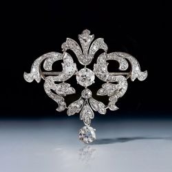 Vintage Round Cut White Sapphire Brooch For Women