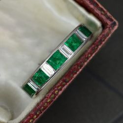 Eternity Emerald Cut Emerald Sapphire Wedding Band For Women