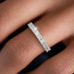 Eternity Asscher Cut White Sapphire Stacking Wedding Band For Women