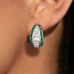 Art Deco Round Cut Emerald Sapphire Hoop Earrings For Women Next Jewelry