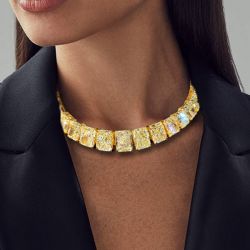 Golden Radiant Cut Yellow Sapphire Tennis Necklace For Women Next Jewelry