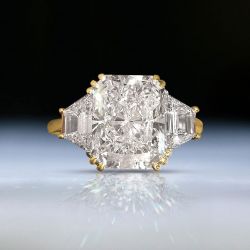 Golden Classic Three Stone White Sapphire Radiant Cut Engagement Ring For Women Next Jewelry