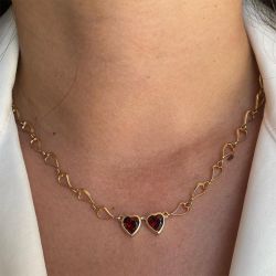 Golden Heart Cut Garnet Sapphire Pendant Wedding Necklace For Women Next Jewelry