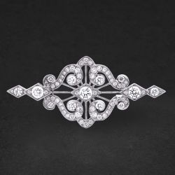 Windsor Motif Round Cut White Sapphire Brooch For Women