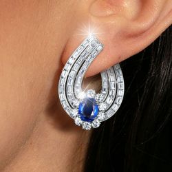 Halo Cushion Cut Blue Sapphire Hoop Earrings For Women Next Jewelry