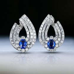 Halo Cushion Cut Blue Sapphire Hoop Earrings For Women Next Jewelry