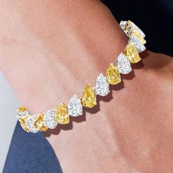 Two Tone Pear Cut Yellow & White Sapphire Tennis Bracelet For Women Next Jewelry