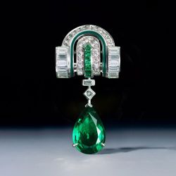 Vintage Pear Cut Emerald Sapphire Brooch For Women