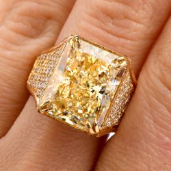 Golden Radiant Cut Yellow Sapphire Engagement Ring For Men