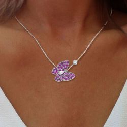 Butterfly Round Cut Ruby Sapphire Pendent Necklace For Women