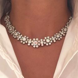 Next Jewelry Halo Round Cut White Sapphire Necklace Tennis Necklace For Women