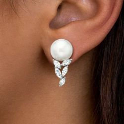 Classic Round Pearl Drop Earrings For Women