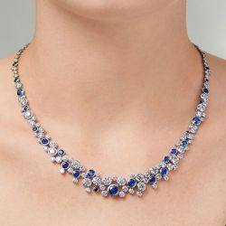 Unique Round Cut Blue Sapphire Jewelry Necklace For Women Next Jewelry