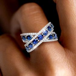 Next Jewelry Oval Cut Blue Sapphire Jewelry Wedding Band For Women