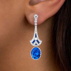 Next Jewelry Milgrain Oval Cut Blue Sapphire Jewelry Drop Earrings For Women