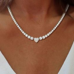 Next Jewelry Heart Cut White Sapphire Necklace Tennis Necklace For Women Next Jewelry