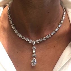 Next Jewelry Pear Cut White Sapphire Lariat Necklace For Women