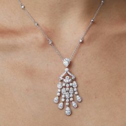 Fashion Pear Cut White Sapphire Pendant Necklace For Women