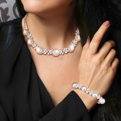 Marquise Cut Pearl Bracelet & Necklace Set For Women Next Jewelry