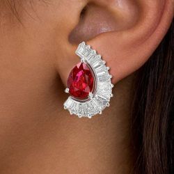 Classic Pear Cut Ruby Sapphire Jewelry Stud Earrings For Women Next Jewelry