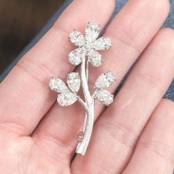 FLower Pear Cut White Sapphire Brooch Women's Jewelry Next Jewelry