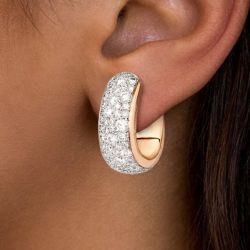 Two Tone Pave Setting Round Cut White Sapphire Jewelry Hoop Earrings For Women Next Jewelry