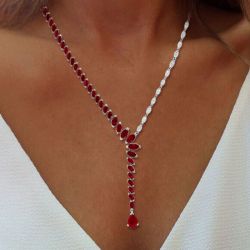 Pear Cut Ruby Sapphire Jewelry Lariat Necklace For Women Next Jewelry