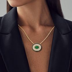 Golden Oval Cut Emerald Sapphire Jewelry Pendant Necklace For Women Next Jewelry