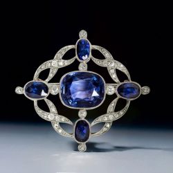 Milgrain Oval Cut Blue Sapphire Jewelry Brooch For Women Next Jewelry