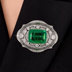 Milgrain Emerald Cut Emerald Sapphire Brooch For Women Next Jewelry