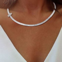 Baguette Cut White Sapphire Tennis Wedding Necklace Women's Jewelry Next Jewelry