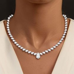 Pear Cut White Sapphire Wedding Necklace For Women Next Jewelry