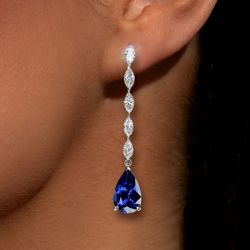 Elegant Earrings Pear Cut Blue Sapphire Drop Earrings For Women Next Jewelry