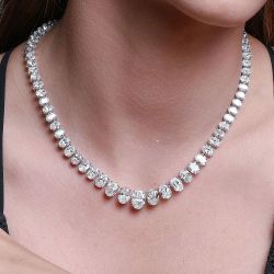 Oval Cut White Sapphire Tennis Wedding Necklace For Women Next Jewelry 