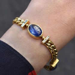 Vintage Golden Oval Cut Blue Sapphire Jewelry Bracelets For Women Next Jewelry