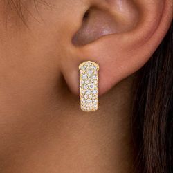 Golden Round Cut White Sapphire Hoop Earrings Women's Jewelry Next Jewelry