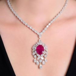 Two Tone Oval Cut Ruby Sapphire Wedding Necklace For Women Next Jewelry