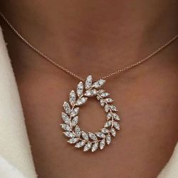 Rose Gold Marquise Cut White Sapphire Pendant Wedding Necklace For Women Next Jewelry