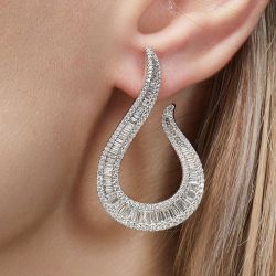 Baguette Cut White Sapphire Drop Earrings For Women Next Jewelry